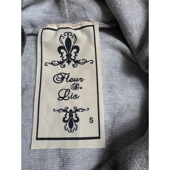 Fleur De Lis Blue Gray Ombre Cowl Neck Tunic Sweater Sz S Linen Blend Tulip Hem - Picture 6 of 9